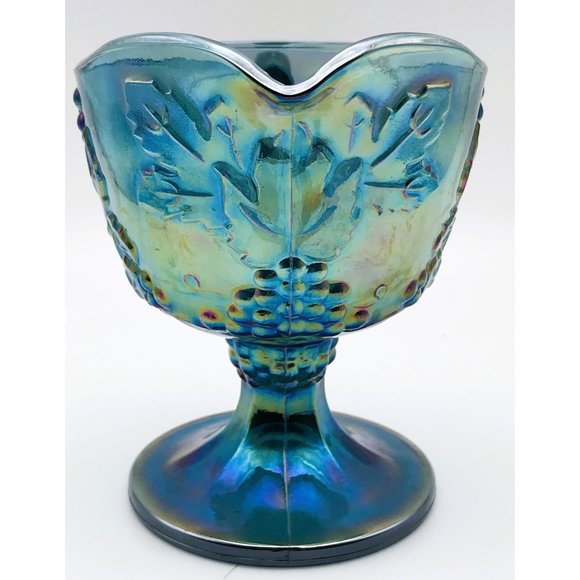 Indiana Colony Carnival Glass Creamer Blue Harvest Grape Vintage Iridescent - Picture 4 of 8